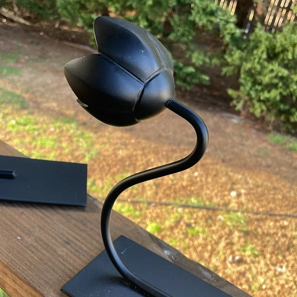 IKEA BAKHASARE Bookend Steel flower Tulip Black (SET OF 2)